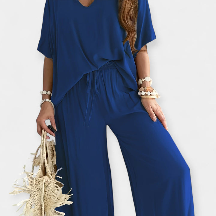 Veronika - Ensemble décontracté avec pantalon large et blouse fluide