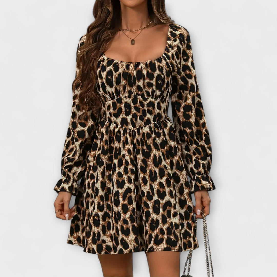 Robe Charmante avec Imprimé Léopard