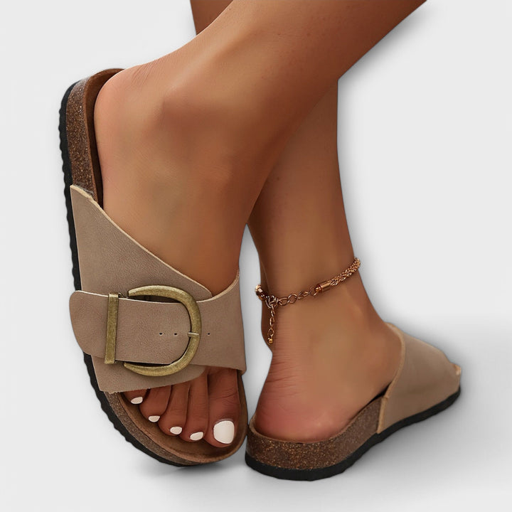 Margie - Mules en Liège pour Femmes avec Design de Sangle à Boucle