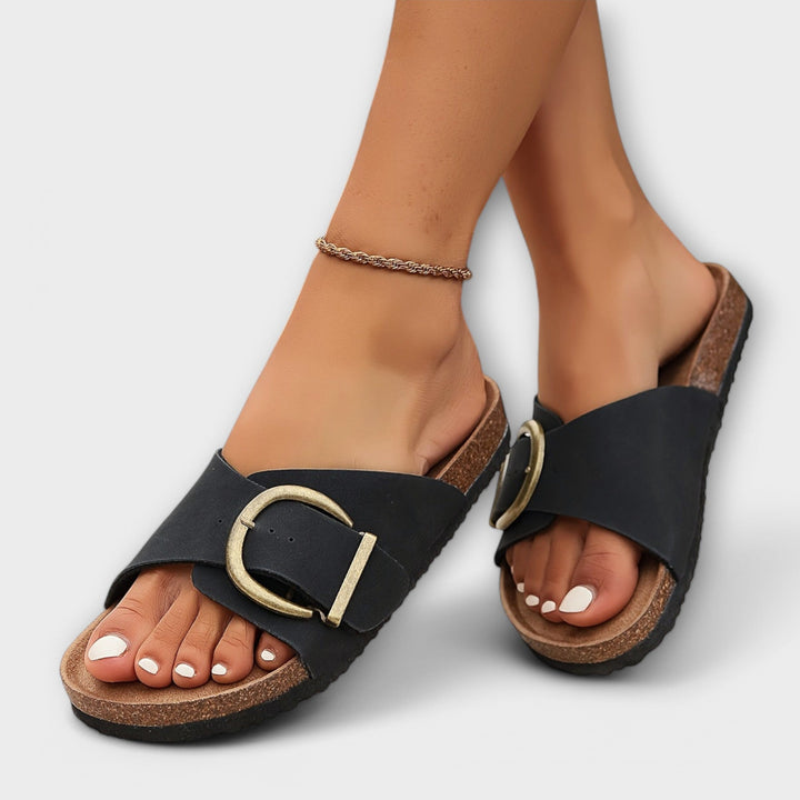 Margie - Mules en Liège pour Femmes avec Design de Sangle à Boucle