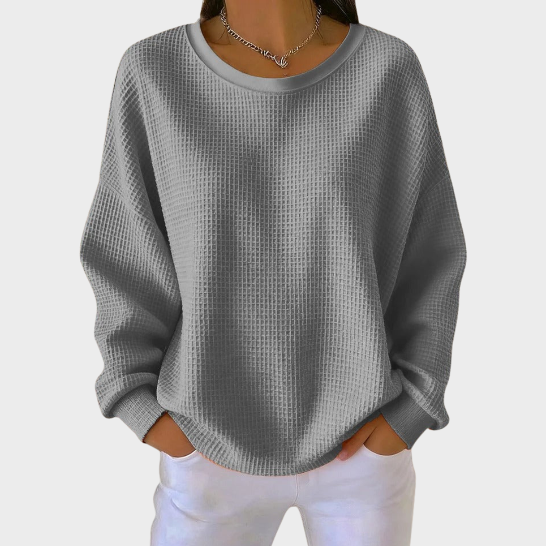 Nora | Pull en Coton Tricoté en Waffle Hiver Manches Longues