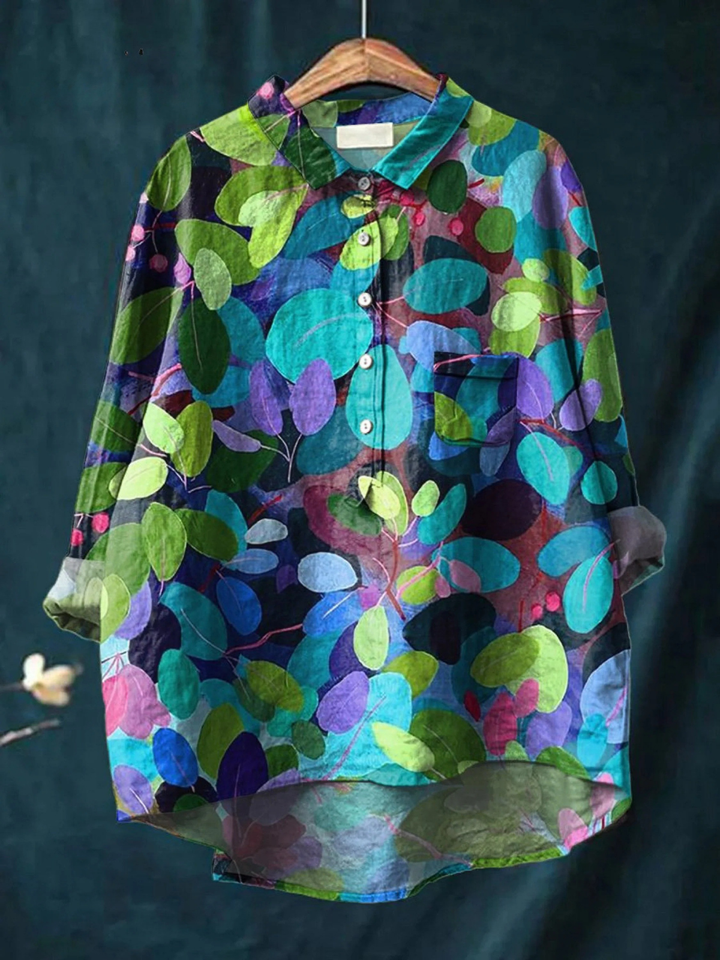 Adriana | Chemise décontractée pour femme avec impression d'art forestier