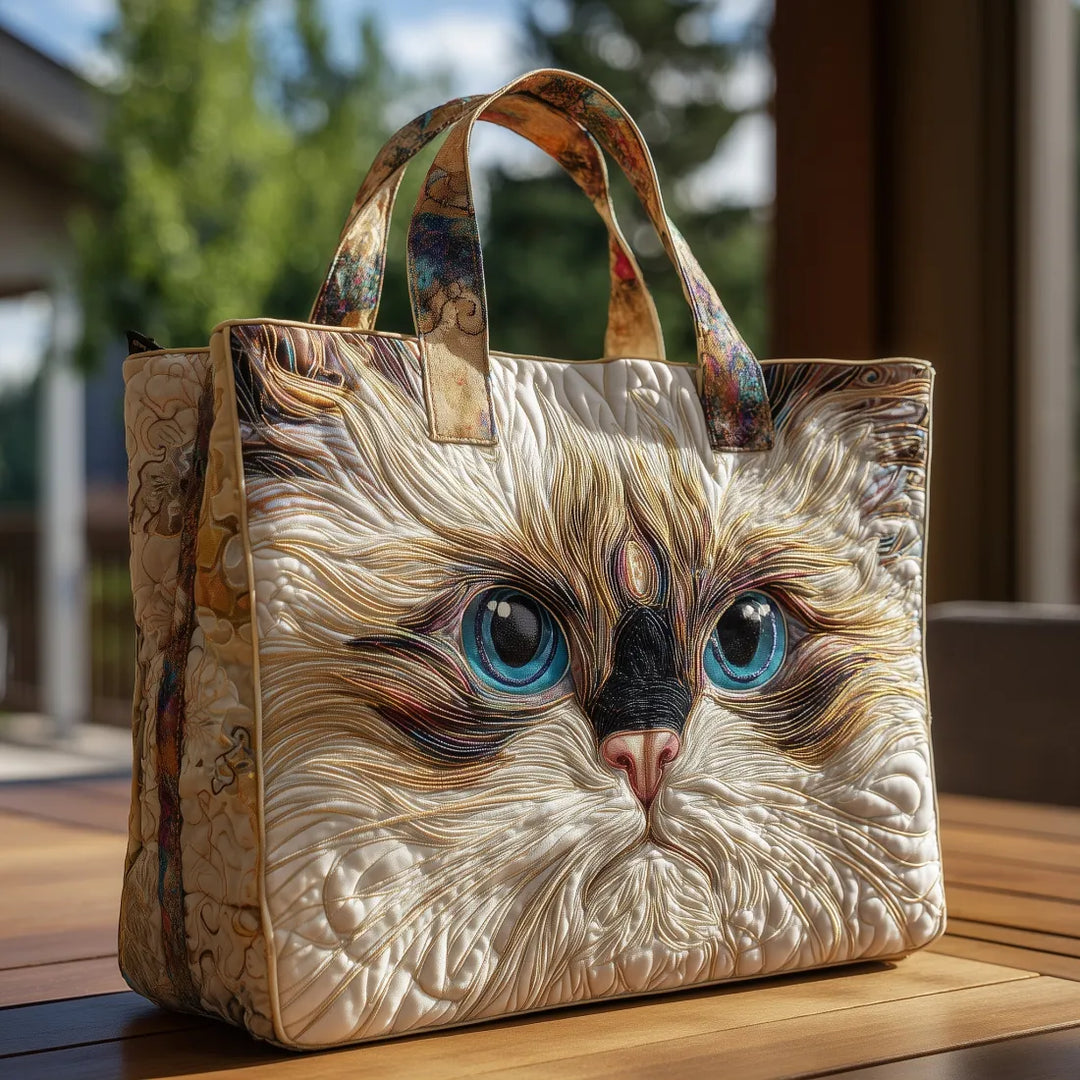 Borsa™ Artisanale Chat Blanc aux Yeux Bleus
