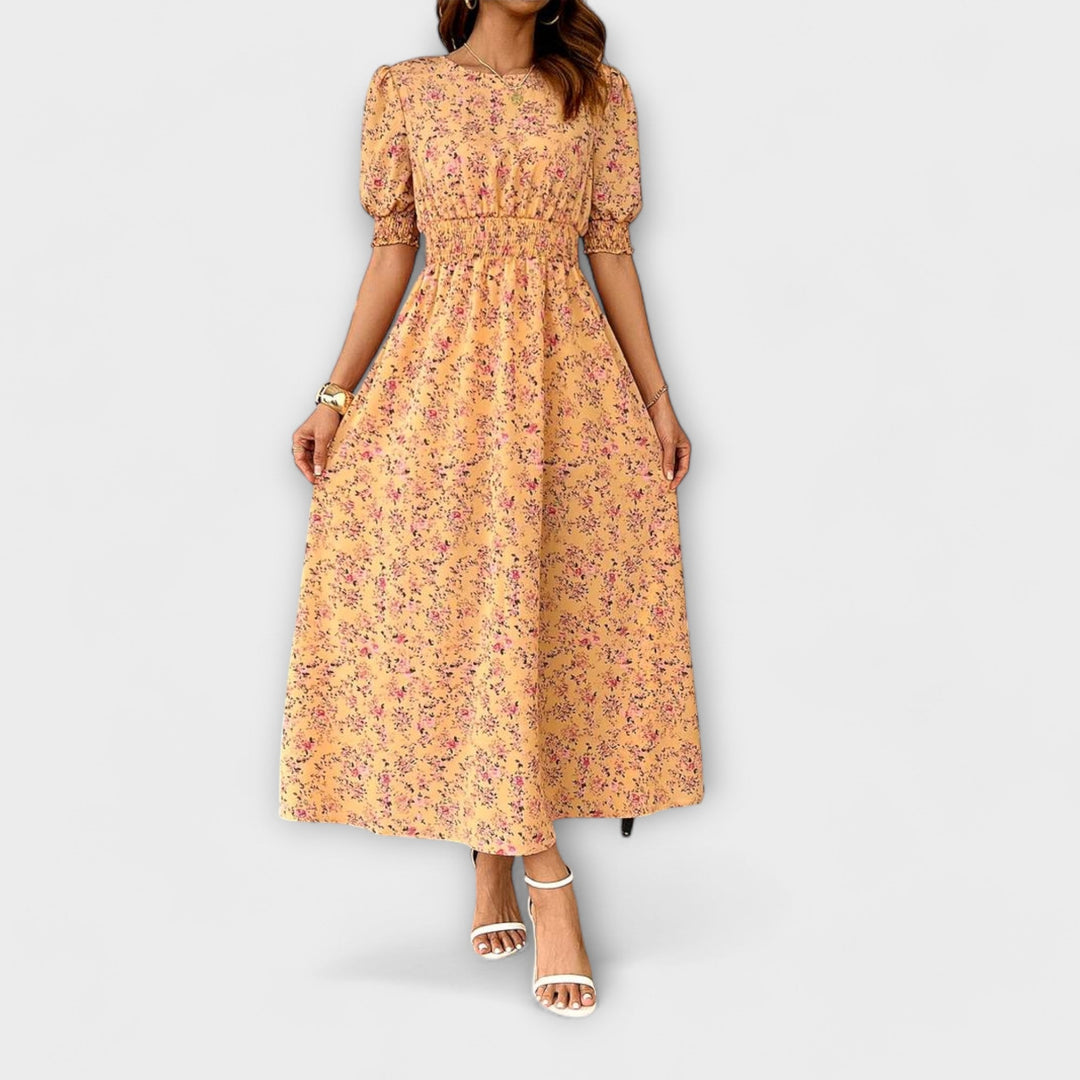 Amelia - Robe à Encolure Ronde et Motif Floral