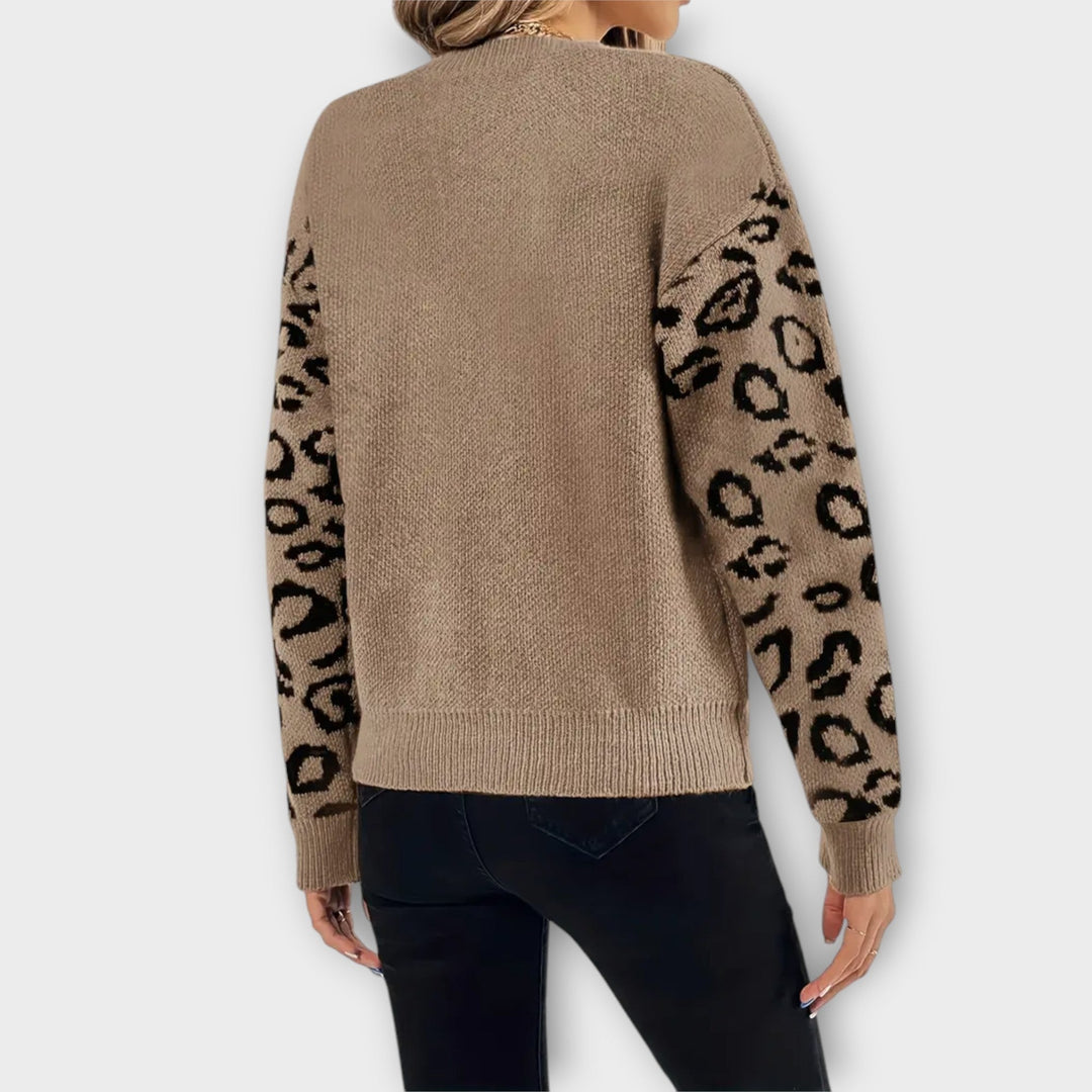Sabrin - Pull Décontracté avec Design Léopard