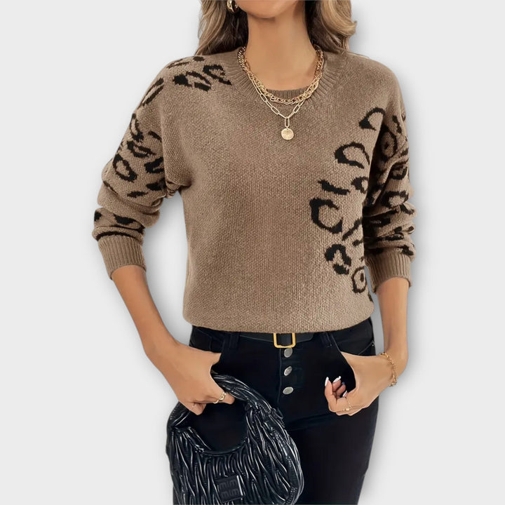 Sabrin - Pull Décontracté avec Design Léopard
