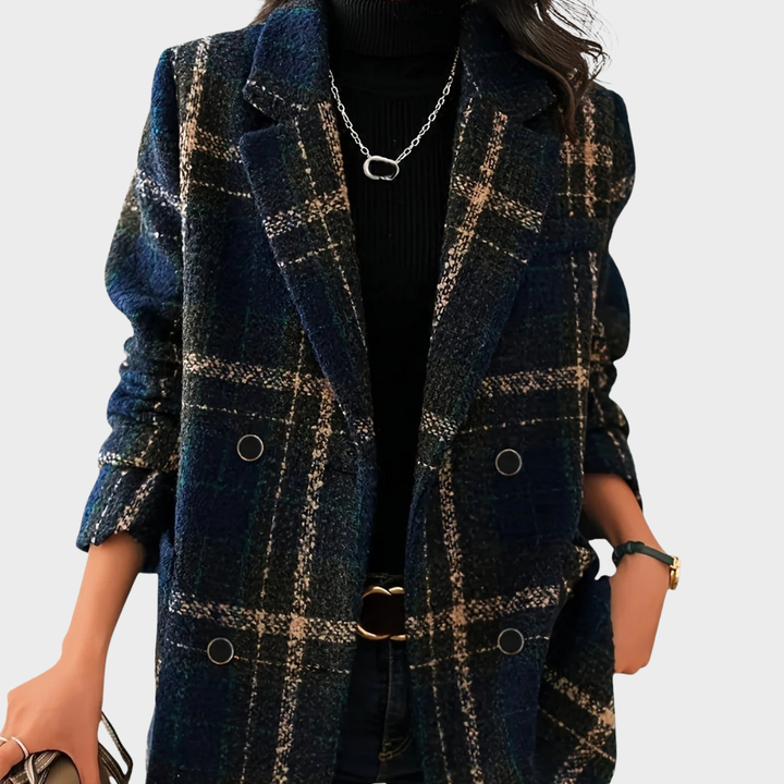 Natalie | Manteau en laine à carreaux classique