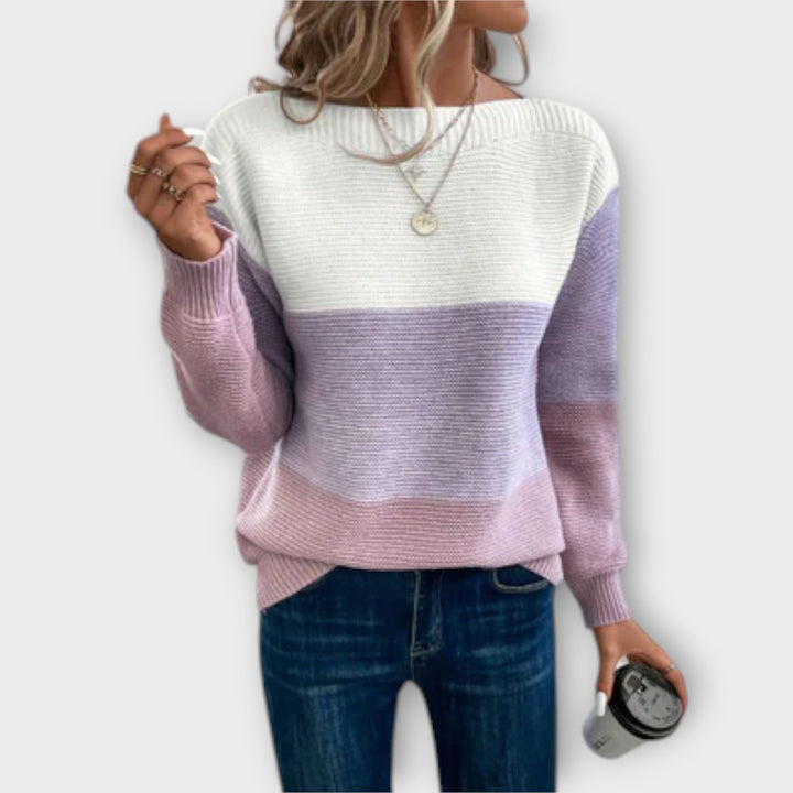 Clara | Pull en Patchwork Élégant Trois Couleurs