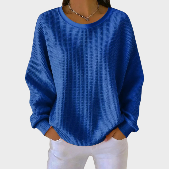Nora | Pull en Coton Tricoté en Waffle Hiver Manches Longues