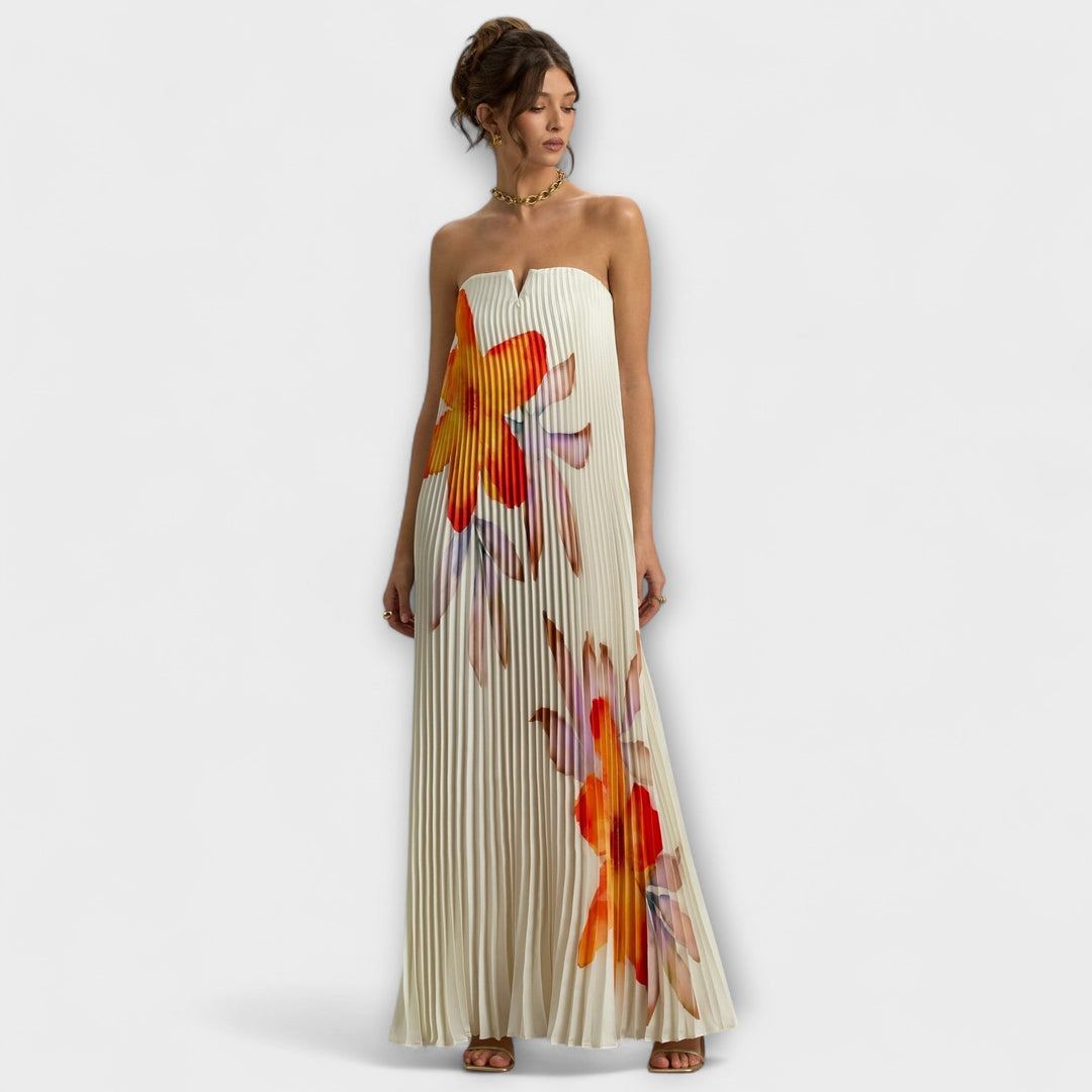Michelle - Robe Maxi Sweetheart en Imprimé Floral Orange