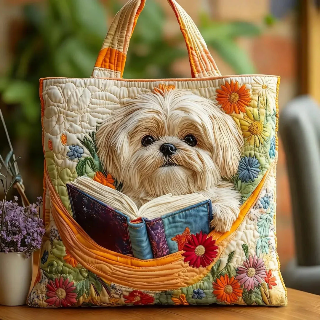 Borsa™ Artigianale Shih Tzu con Livres et Fleurs