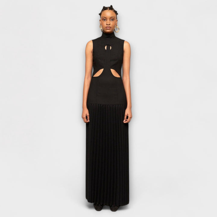 Kristen - Robe Maxi avec Plis et Découpe en Forme de Clé