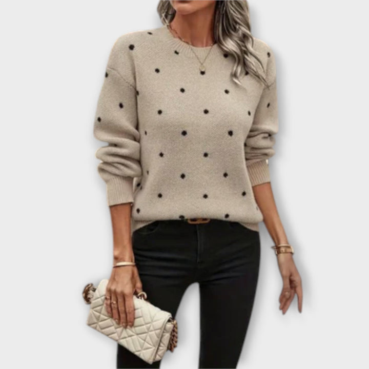 Ava – Pull Tricoté à Manches Longues Décontracté avec Motif à Pois