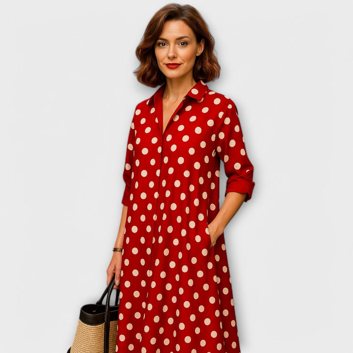 Robe Chemise Moderne avec Col et Manches Trois Quarts