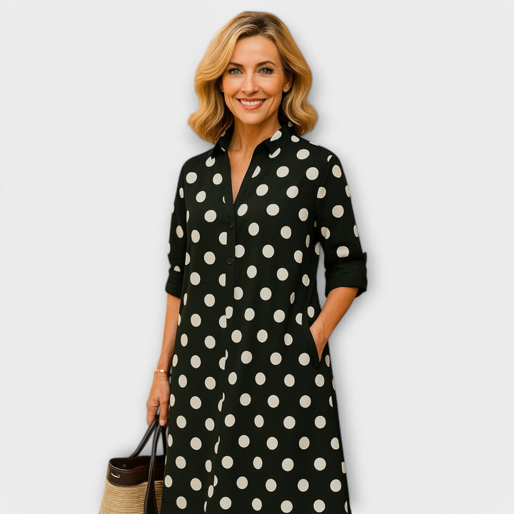 Robe Chemise Moderne avec Col et Manches Trois Quarts