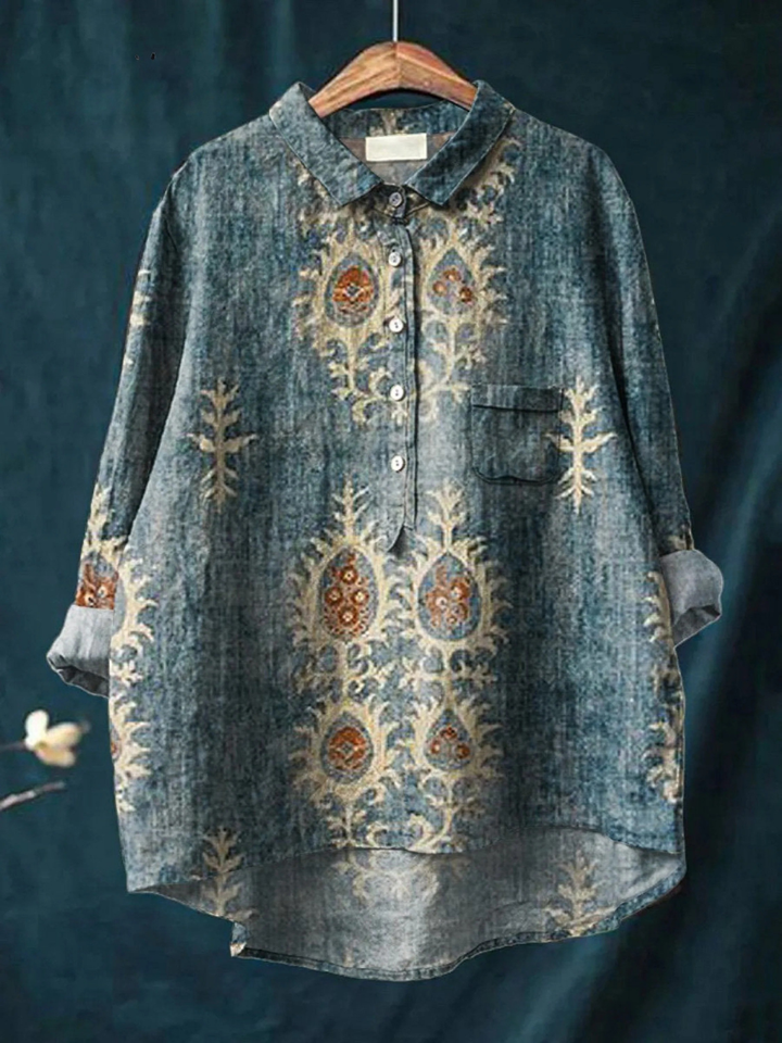 Ángeles | Chemise Casual avec Imprimé Floral Ethnique Vintage pour Femmes