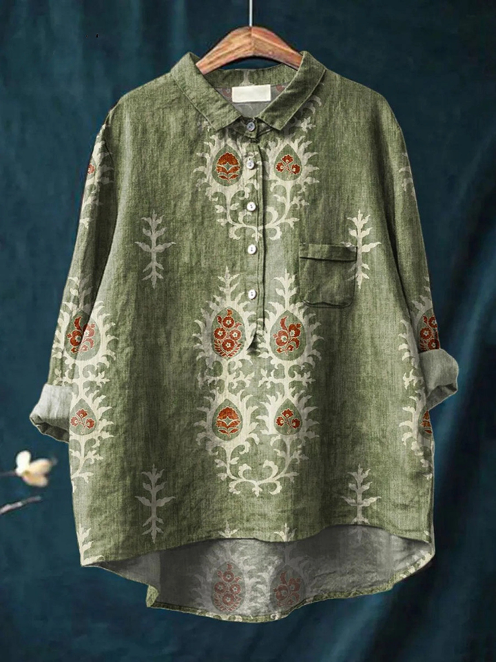 Ángeles | Chemise Casual avec Imprimé Floral Ethnique Vintage pour Femmes