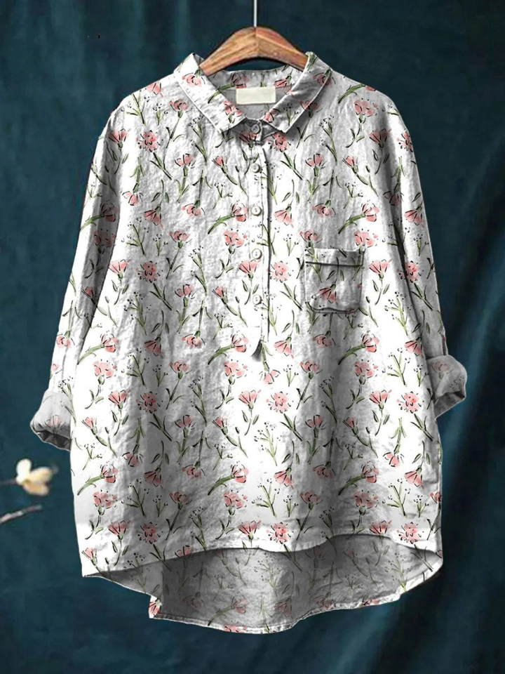 Milagros | Chemise Casual Femme avec Motif Floral Rose de Printemps