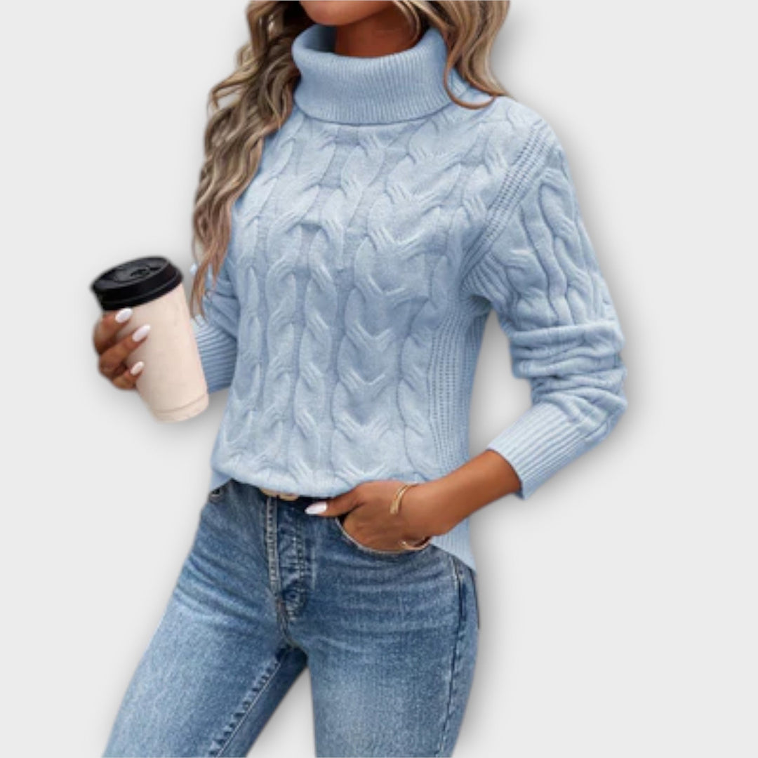 Amelia – Pull élégant à col roulé en tricot