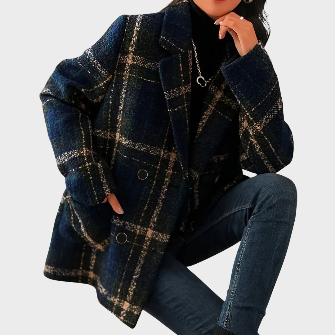 Natalie | Manteau en laine à carreaux classique