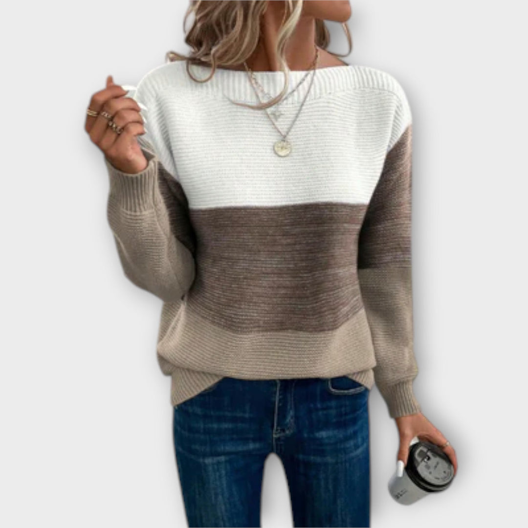 Clara | Pull en Patchwork Élégant Trois Couleurs