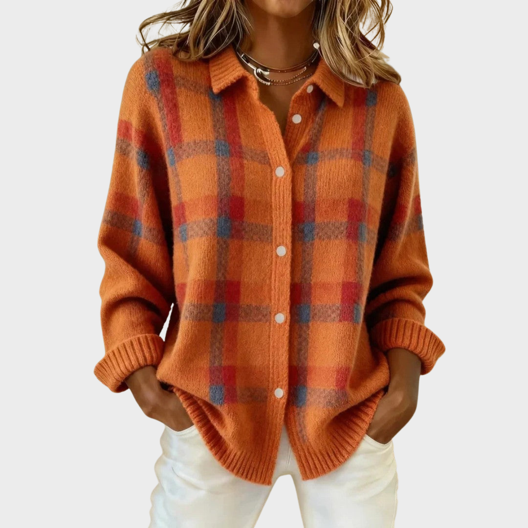 Mia | Cardigan en Maille à Carreaux