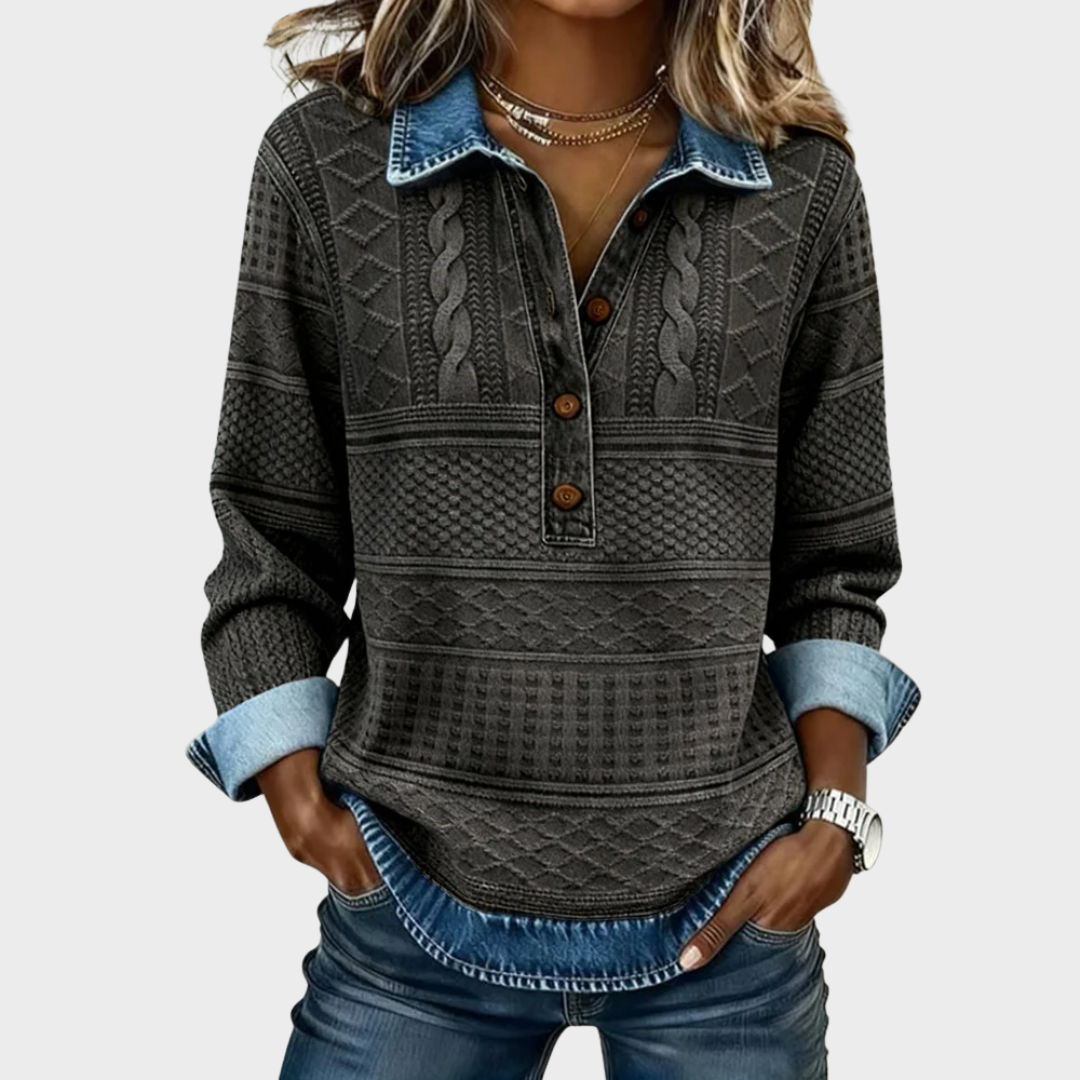 Chloé | Pull en tricot texturé avec col à boutons