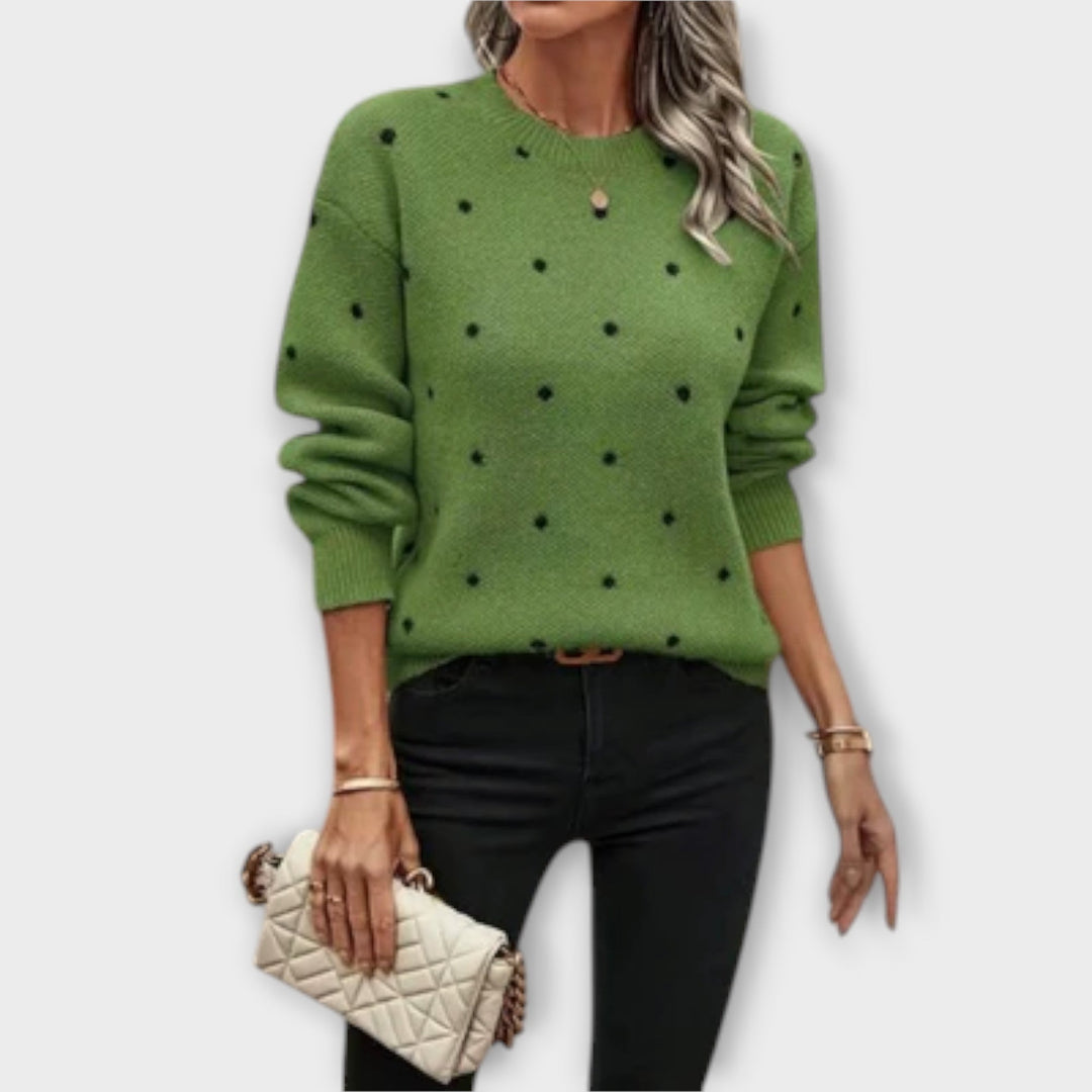 Ava – Pull Tricoté à Manches Longues Décontracté avec Motif à Pois