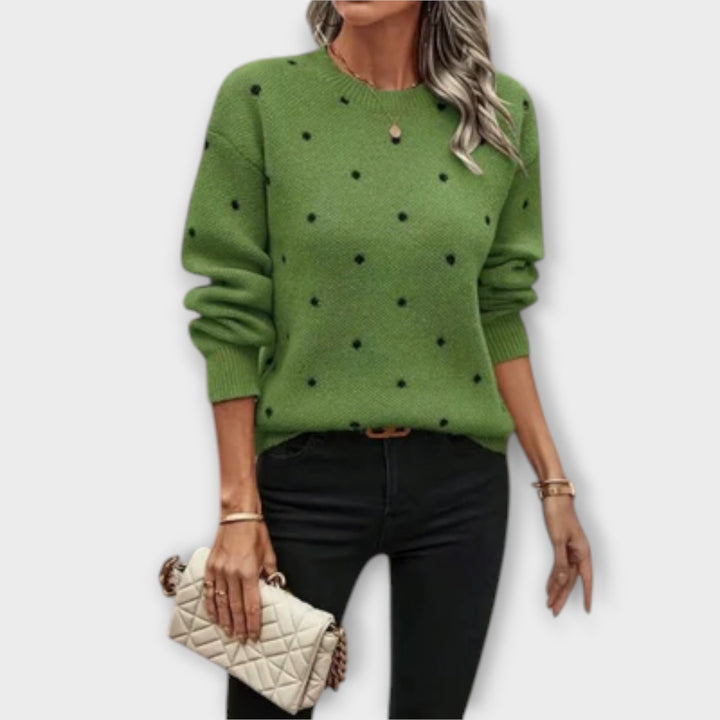 Ava – Pull Tricoté à Manches Longues Décontracté avec Motif à Pois