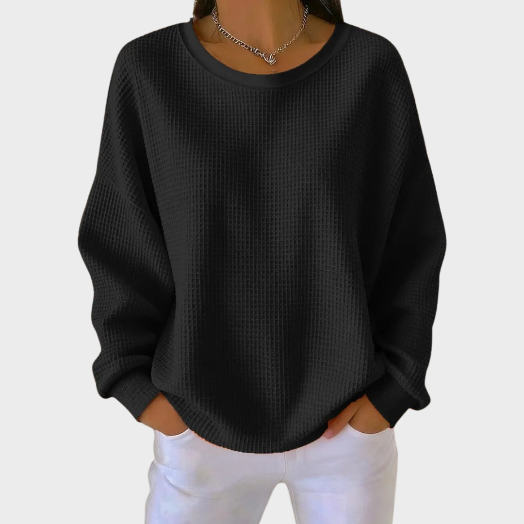 Nora | Pull en Coton Tricoté en Waffle Hiver Manches Longues