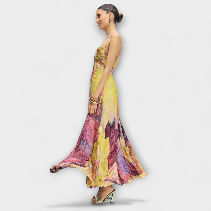 Kiara - Robe Maxi avec Imprimé Ikat Vif