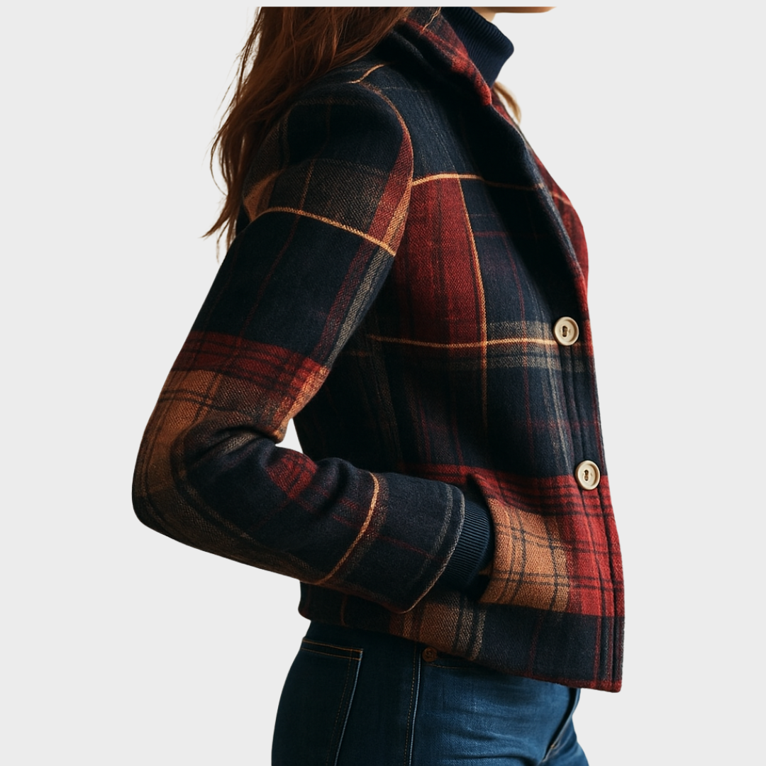 Hazel | Manteau en laine à carreaux classique