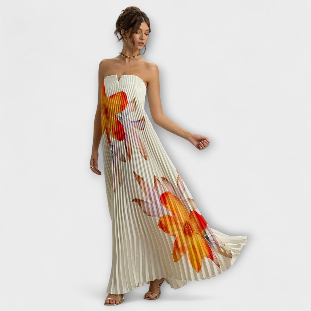 Michelle - Robe Maxi Sweetheart en Imprimé Floral Orange