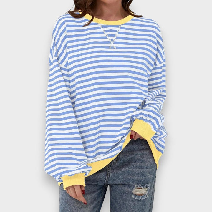 Alma | Sweat-shirt décontracté à manches longues avec col rond et motif rayé