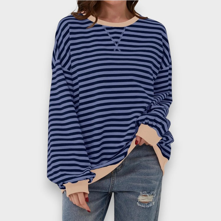 Alma | Sweat-shirt décontracté à manches longues avec col rond et motif rayé