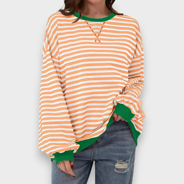 Alma | Sweat-shirt décontracté à manches longues avec col rond et motif rayé