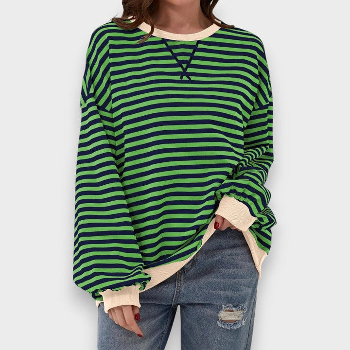 Alma | Sweat-shirt décontracté à manches longues avec col rond et motif rayé