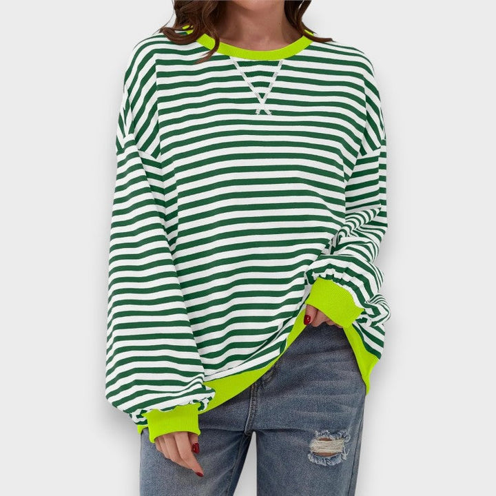 Alma | Sweat-shirt décontracté à manches longues avec col rond et motif rayé