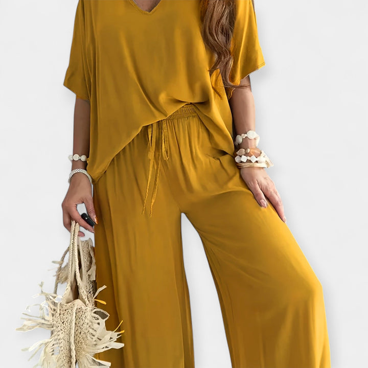 Veronika - Ensemble décontracté avec pantalon large et blouse fluide