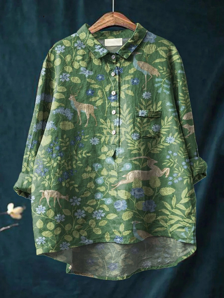 Paloma | T-shirt Décontracté avec Imprimé Floral Vintage d'Animaux