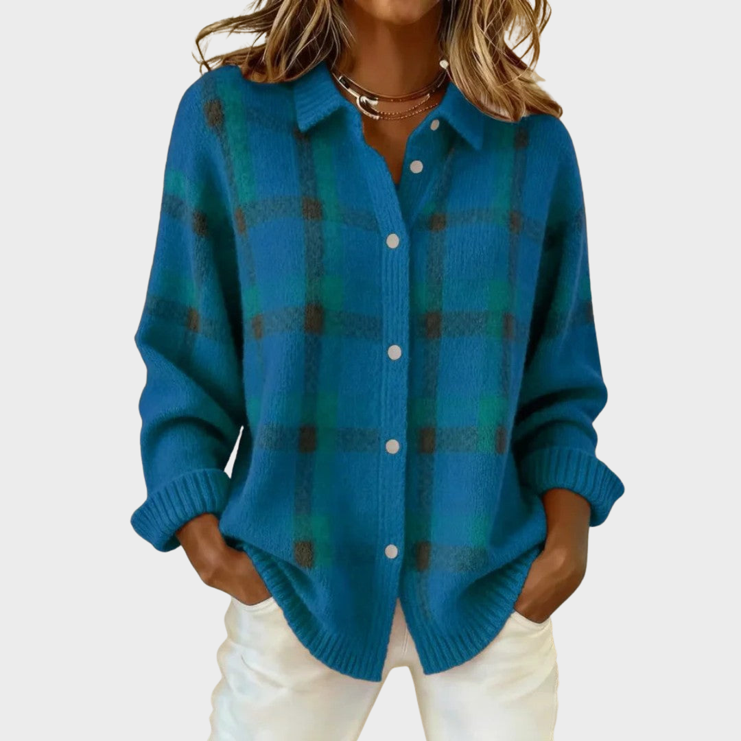 Mia | Cardigan en Maille à Carreaux