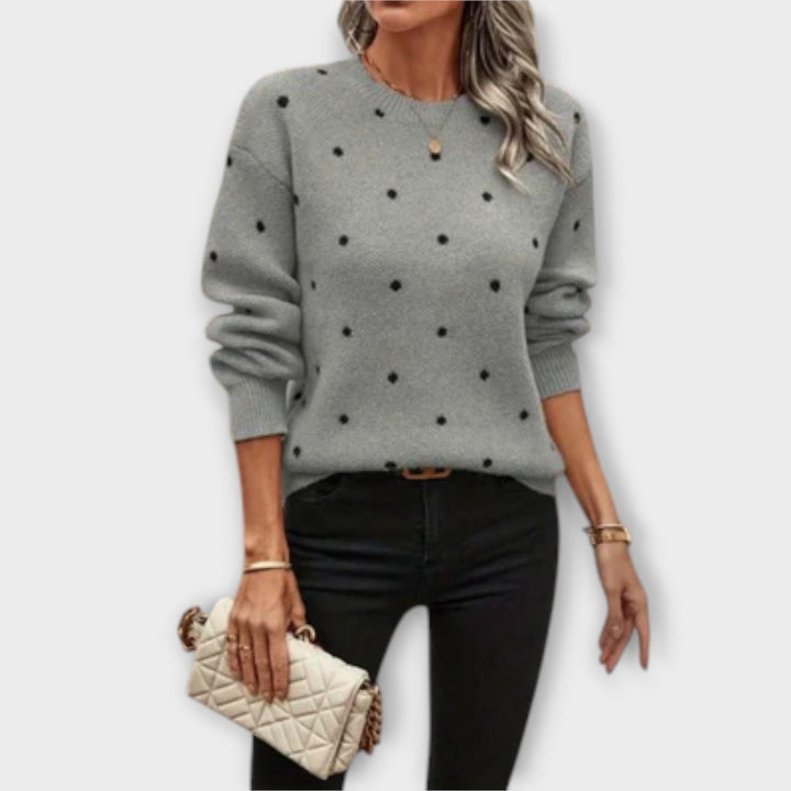Ava – Pull Tricoté à Manches Longues Décontracté avec Motif à Pois