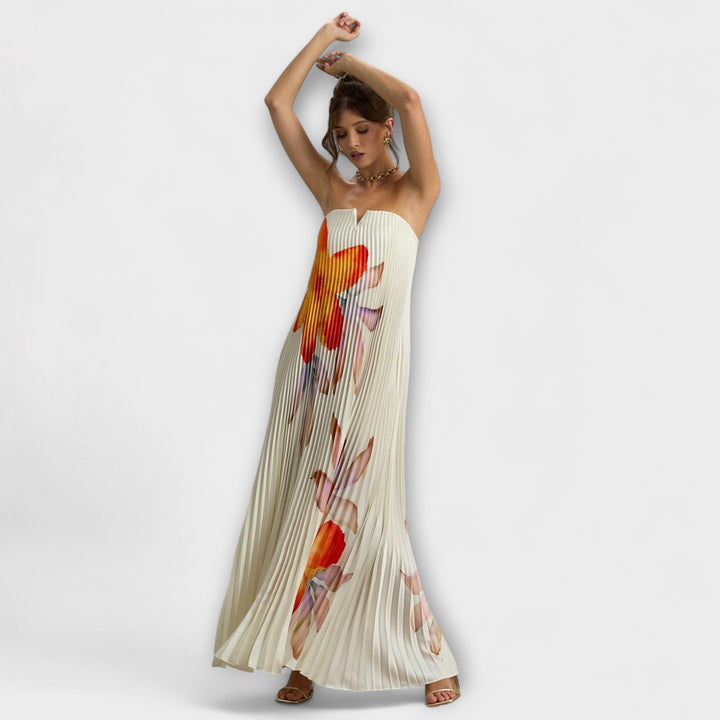 Michelle - Robe Maxi Sweetheart en Imprimé Floral Orange