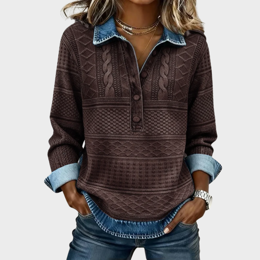 Chloé | Pull en tricot texturé avec col à boutons