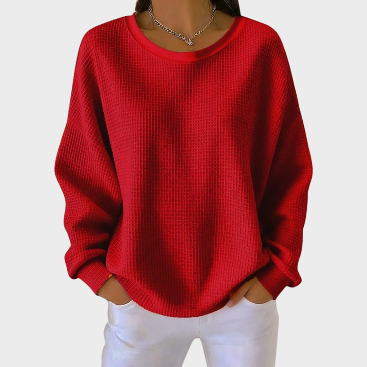 Nora | Pull en Coton Tricoté en Waffle Hiver Manches Longues