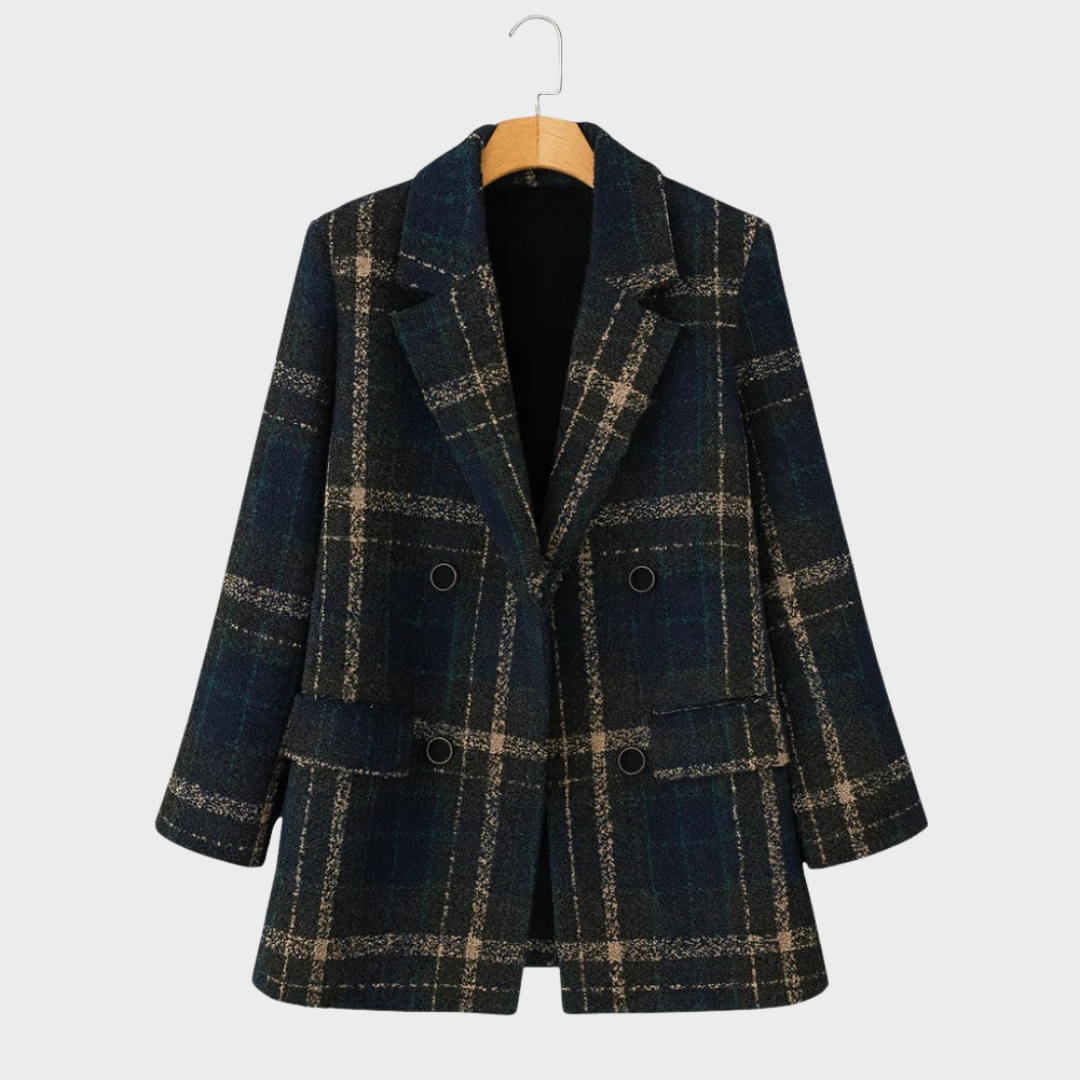 Natalie | Manteau en laine à carreaux classique