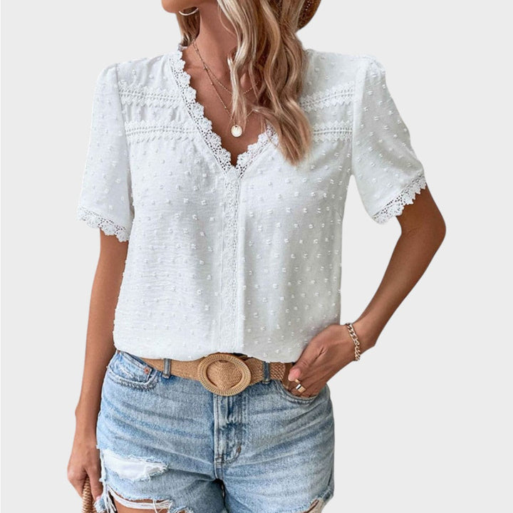 Lea | Blouse d'été structurée Wiissi avec décolleté en V