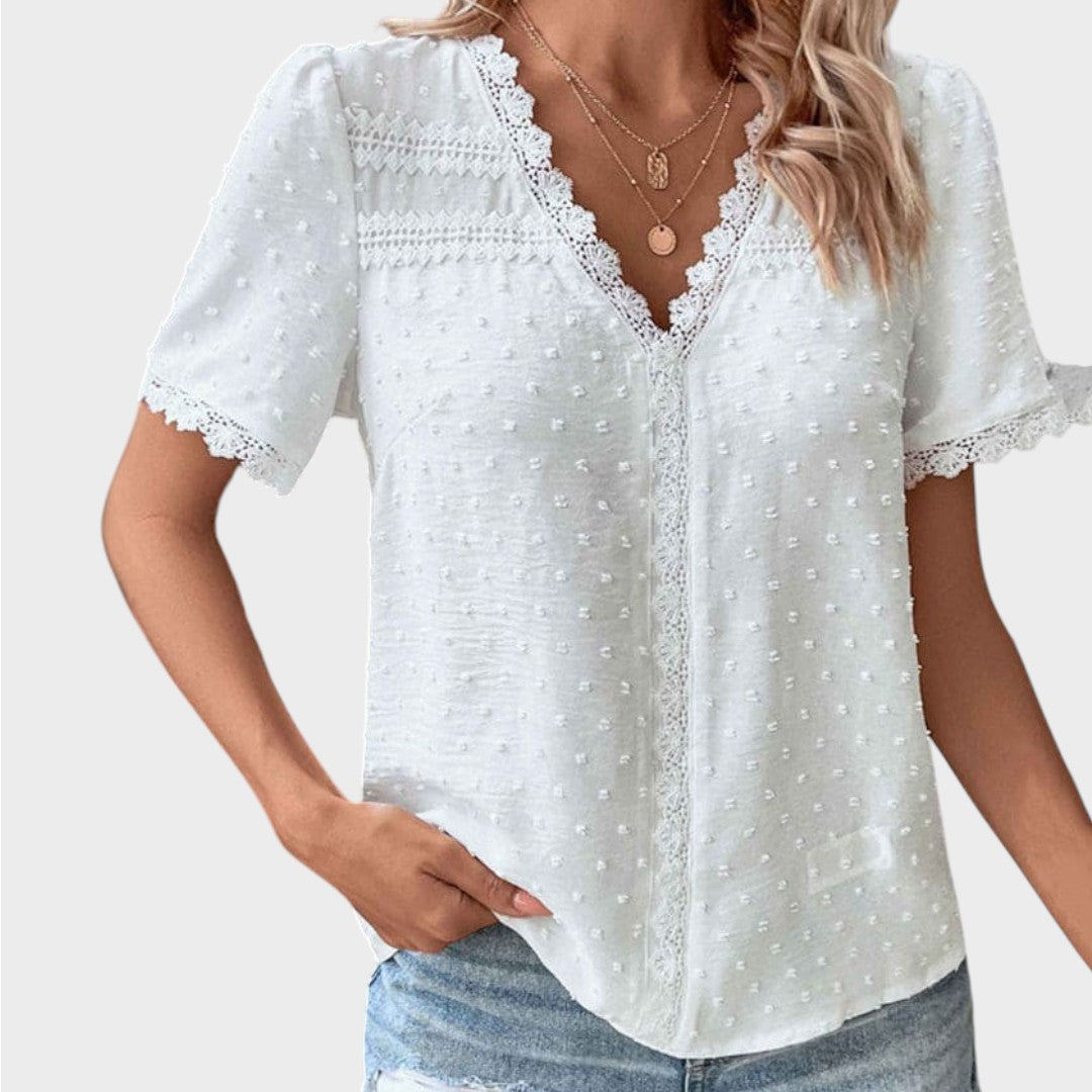Lea | Blouse d'été structurée Wiissi avec décolleté en V
