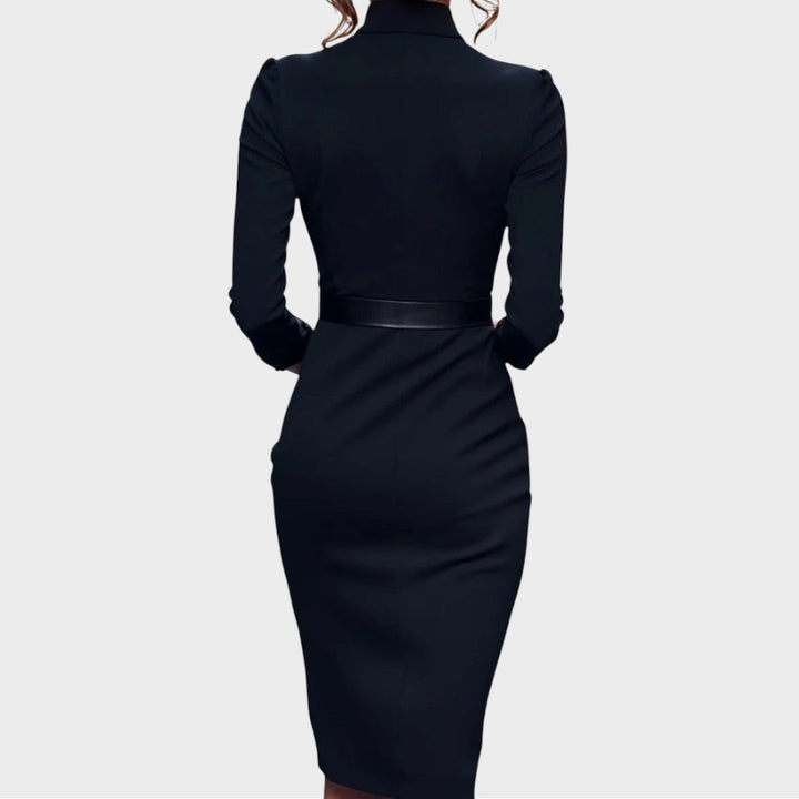 Jana | Robe Shift Élégante Noire avec Ceinture
