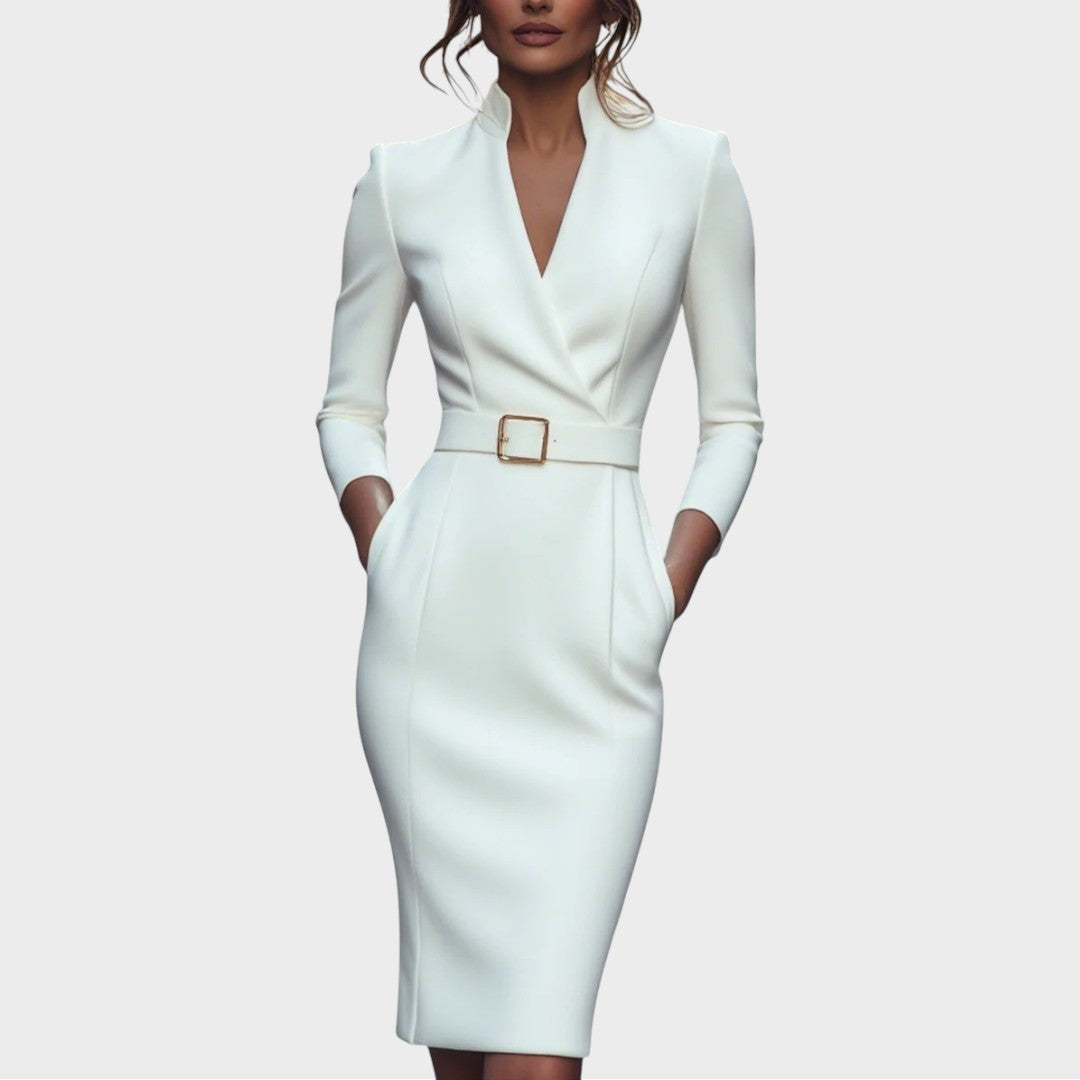 Jana | Robe Shift Élégante Noire avec Ceinture